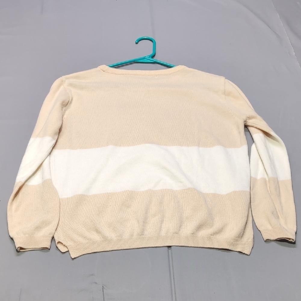 Chalayan Womens Colorblock Knit‎ Sweater Beige Cream Long Sleeve Crew Neck - Picture 5 of 5